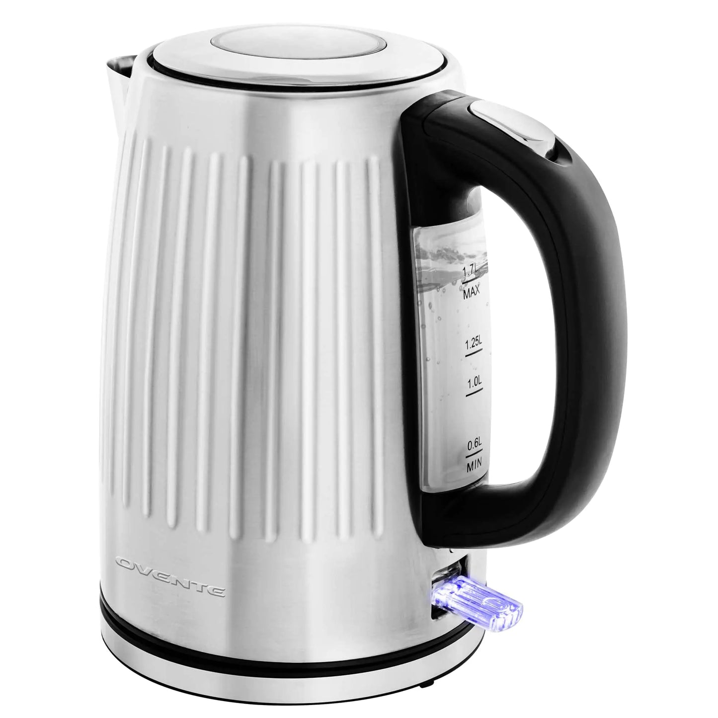 OVENTE Stainless Steel Electric Kettle Water Boiler 1.7 Liters - Powerful 1750W BPA Free with Auto Shut Off & Boil Dry Protection Portable Instant Hot Water Pot for Coffee & Tea - Silver KS711S
